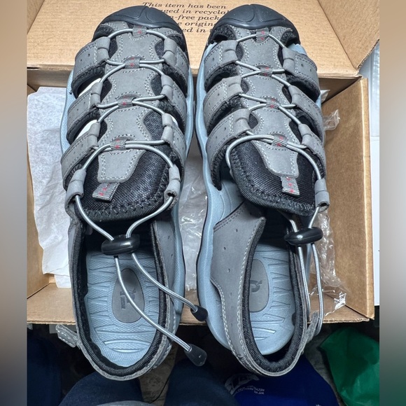 Black Leather Upper Sandals - Picture 1 of 5